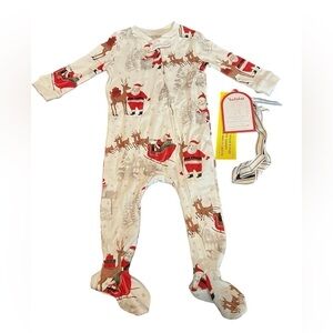 POTTERY BARN HOLIDAY HERITAGE SANTA ORGANIC NURSERY PAJAMA ONSIE SIZE 3-6M NWT